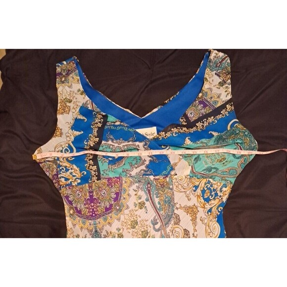 NorthStyle Maxi Dress 16 Paisley Sleeveless Blue White Purple V-Neck Polyester - Picture 12 of 16